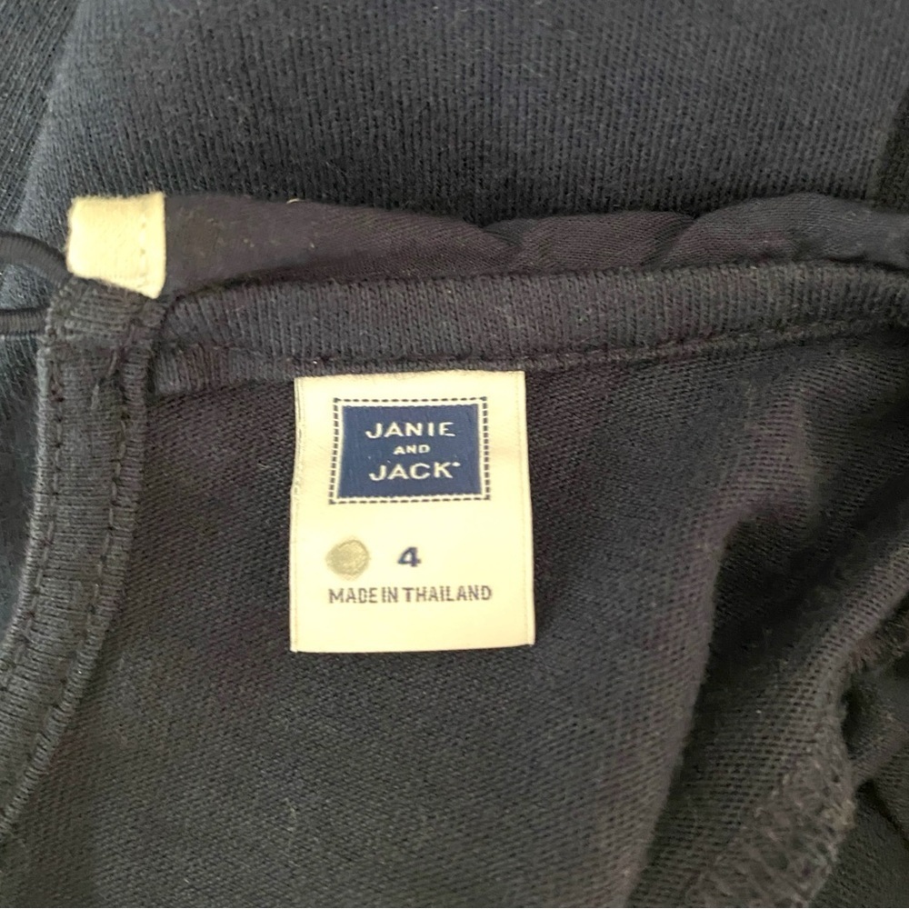 Janie and Jack Girl’s Size 4 Navy Blue Long Sleeve Top with White Trim - Picture 4 of 4